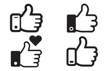 Like Icon Silhouette Vector Set. Social Media and Engagement Symbols