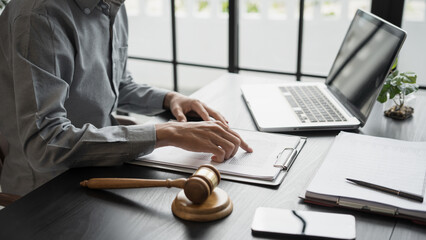 Lawyer working with lawbook Justice and law