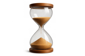 Hourglass with sand flowing from top to bottom, symbolizing the passing of time, deadlines, countdowns, and time management