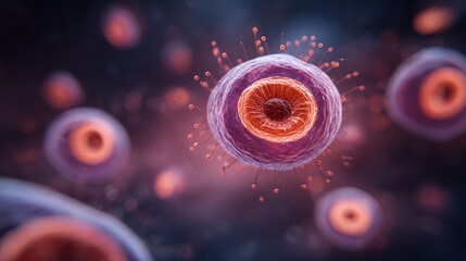 Cell structure microscopic view scientific illustration medical research concept