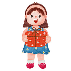 Watercolor Happy children with gift box