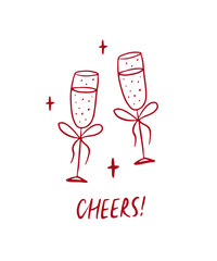 Whimsical hand drawn holiday greeting card
