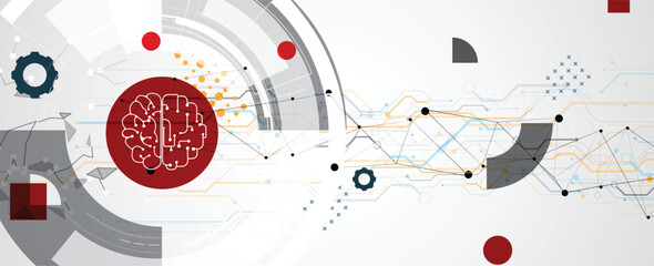 Obraz premium Abstract brain and artificial intelligence background