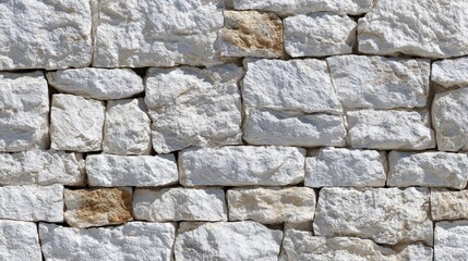 Fototapeta premium White limestone wall texture creating a rustic stacked stone background, natural irregular rock surface providing a robust architectural pattern for construction and design