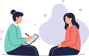 Fototapeta premium A therapist listens attentively to a patient during a counseling session, offering support and guidance to address mental health concerns.