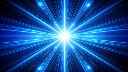 Abstract bright blue light streaks emanating from a central point, creating a futuristic or technological effect with dynamic linear elements. - Powered by Adobe