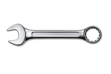 Chrome combination wrench tool on transparent background representing repair, maintenance, and expert craftsmanship