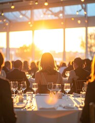 Dinner party glows at sunset