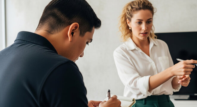 Team members collaborating in a modern office space during a brainstorming session for a project