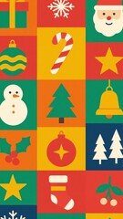 Fototapeta premium Festive colorful holiday icons mobile wallpaper