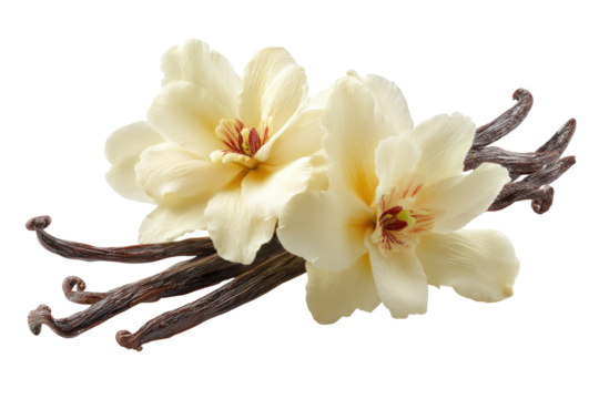 Vanilla flowers and pods