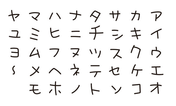 かわいいカタカナ　日本語　手書き文字