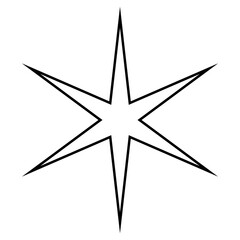 six pointed geometric star icon for heraldic, logo, decorative use