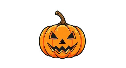 Illustration of a Jackolantern pumpkin with triangular eyes and a jagged mouth against a white background