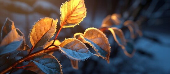intricate macro photography, vibrant autumn leaves, warm golden tones, delicate details, shallow depth of field, dramatic lighting, moody atmosphere, natural textures, ethereal ambiance, striking visu