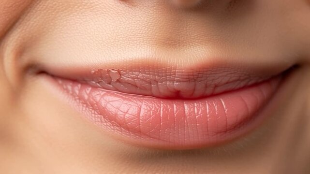 Close-up of a womans lips with a slight smile.