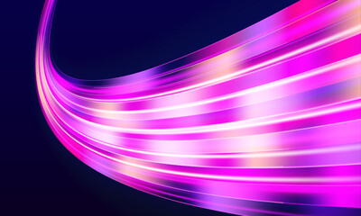 Pink-purple light trails ripple across a transparent PNG, evoking digital networks and innovation. Polygonal nodes glow along the paths. Perfect for AI or tech graphics.