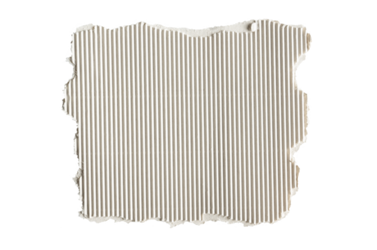 White corrugated paper with torn edges.