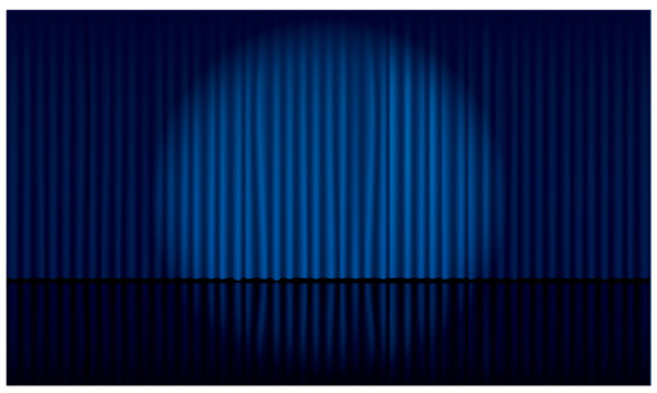 vector illustration of spotlight on blue curtain