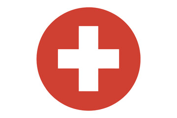 Obraz premium Red cross symbol simple flat vector illustration isolated on white background for medical and healthcare design
