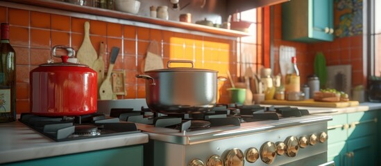 diner,retro kitchen,vintage appliances,old-fashioned decor,warm lighting,atmospheric,detailed,high resolution
