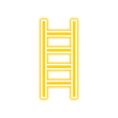 Illustration of a yellow ladder with a glowing outline, isolated on a white background, suggesting concepts of progress or climbing.