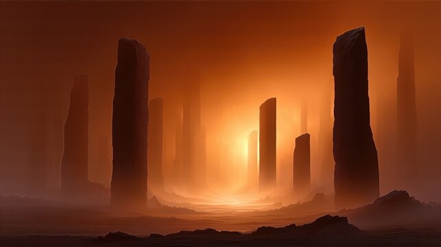 Fantasy Sky Temple With White Marble Columns Above Clouds. Peaceful Heaven-Inspired Floating Architecture With Palm Trees And Vines