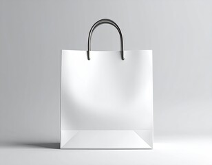 Plain white shopping bag with black handles