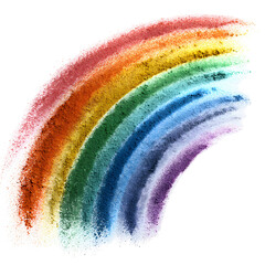 Color Spectrum Arc: A vibrant and colorful rainbow arc, painted with soft brushstrokes, radiates a sense of optimism, hope, and beauty.