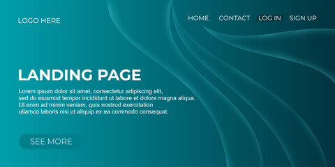 Modern Dark Teal Gradient Landing Page Background with Abstract Flow Design
