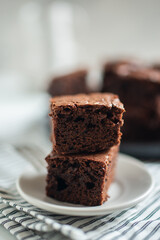 home made dark chocolate brownies 