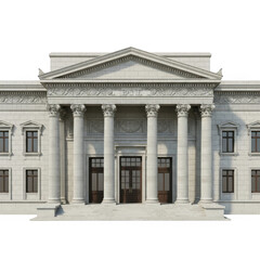 Fototapeta premium Grand Classical Bank Building Facade with Columns and Pediment on Black Background architecture