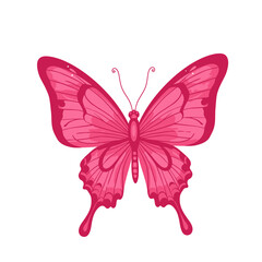 Stylized Vibrant Pink Butterfly Vector Illustration