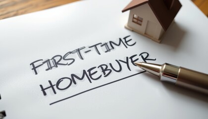 first time homebuyer concept. First-time homebuyer concept with a model house and pen.