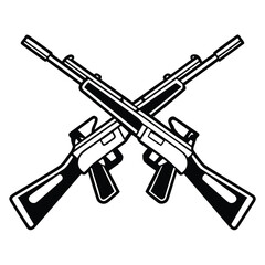 a rifle silhouette vector icon design with a white background	