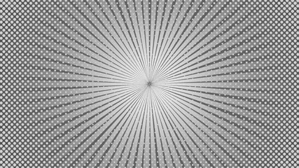 Hypnotic radial burst animation with halftone dots for dynamic backgrounds and modern presentations, creating a vibrant and eye catching effect