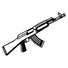 a rifle silhouette vector icon design with a white background	