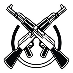 a rifle silhouette vector icon design with a white background	