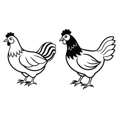 Fototapeta premium Hen and Rooster Illustration