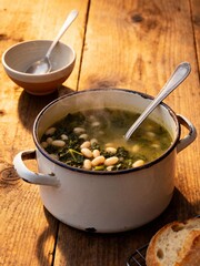 Rustic Tuscan White Bean and Kale Soup. A simple, hearty meal.
