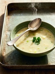 Creamy and Comforting Potato Leek Soup. A simple, classic dish.