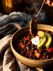 Hearty Vegan Black Bean Chili. A warm and satisfying comfort meal.