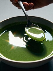 Liquid Emerald: A Lustrous Spoonful of Green Soup.