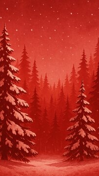 Serene red forest landscape mobile wallpaper