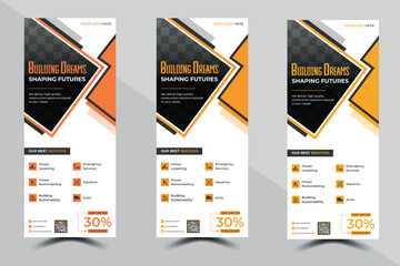 Modern Construction Roll-Up Banner Design Template