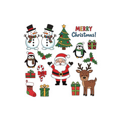 Cute Christmas Characters and Festive Elements Collection
