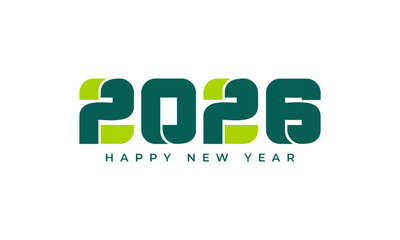 Fototapeta premium Modern 2026 happy new year text design for celebration events Vector Happy new year 2026 design. 2026 logo text design.