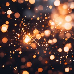 A captivating display of glowing sparks and blurred bokeh lights, creating a mesmerizing, warm atmosphere.