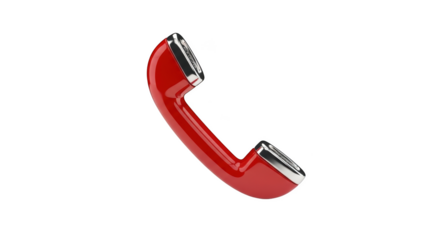 Red vintage telephone handset with chrome accents on black background communication retro