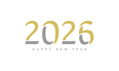 Modern 2026 happy new year elegant typography design featuring gold and gray numbers, seasonal greetings and themes Vector Happy new year 2026 design. 2026 logo text design.